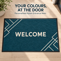 Tapis d'entrée intérieur commercial robuste HM avec logo personnalisé, réversible, écologique, lavable, en nylon, avec dos antidérapant en caoutchouc