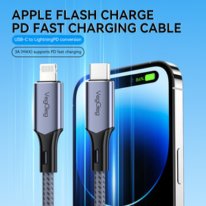 Cable Trenzado USB-C Resistente de 27W, Cable de Carga Rápida PD para <span class=keywords><strong>iPhone</strong></span>, Cable de Sincronización de Datos con Calidad MFi, 1m 2m 3m, Blanco/Negro - Product Image 1