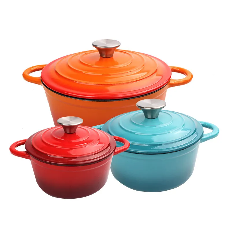 High Quality Custom Logo Dutch Oven Non-Stick Cookware Casserole Russian Cast Iron Enamel Soup Pots