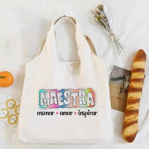 Bolsa de Lona <span class=keywords><strong>Maestra</strong></span> de Gran Capacidad con Estampados de Animales, Bolsos de Hombro Retro para Maestras de Español, Bolsa de Viaje Reutilizable - Product Image 5