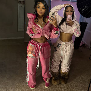 OEM Maßgeschneiderte Vintage Acid Wash Applikation Patch Print Trainingsanzüge Jogging Acid Wash Reißverschluss-Hoodies und Jogginghosen Set Sweatsuit-Set - Product Image 2