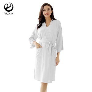 Vestaglia Premaman Personalizzata in Rayon, <span class=keywords><strong>Camicia</strong></span> <span class=keywords><strong>da</strong></span> <span class=keywords><strong>Notte</strong></span> Semplice per Donna, Accappatoio 100% Rayon Cotone - Product Image 6