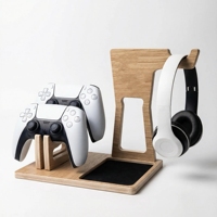 Support de rangement pour jeux vidéo en bois personnalisé sur mesure, organisateur de manettes et de casques, support pour casque en bois