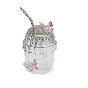 Copa de Vidrio Borosilicato Transparente con Diseño de Mariposa y Burbujas, Soplada a Mano, para Vino o Agua, 301-400ml, HelloGlassware - Product Image 5