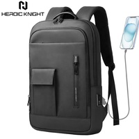 Sac à dos pour ordinateur portable HEROIC KNIGHT, nouveau modèle personnalisé haut de gamme pour homme, avec port USB, antivol, imperméable, grande capacité, pour affaires, fin et compact (3 pouces)