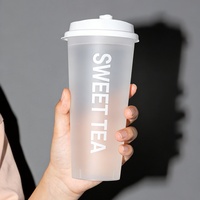 Gobelets en plastique PP/PE carrés à impression IML haute définition 12oz avec couvercles jetables, logo personnalisé, couleur écologique, pour café, jus, café