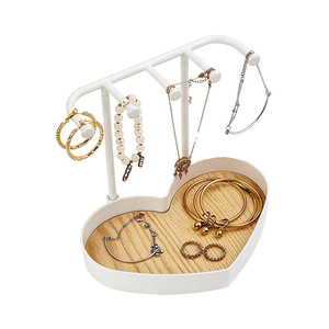 Jewelry <b>Storage</b> Rack Heart Shape Black Metal Necklace Bracelet Earring Organizer With Tray For <b>Dressing</b> <b>Table</b> - Product Image 3