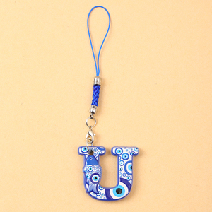 Llavero de resina con ojo turco azul y letras del alfabeto, con tortuga marina, estilo bohemio, para decoración de bolsos, venta al por mayor - Product Image 2