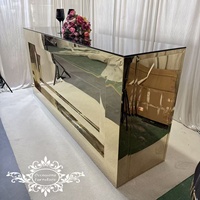 Comptoir de bar en acier inoxydable doré pour mariage, événement, fête, mobilier de réception, nouveau design 2026