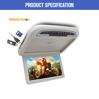 Lecteur DVD de voiture 12,1 pouces, écran IPS, moniteur de plafond, HD, rabattable, moniteur de toit haut pour véhicule, bus, voiture, camion