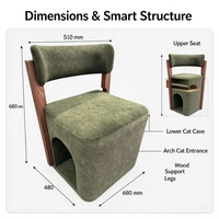 USMILEPET Tabouret double usage humain et animal avec niche pour chat intégrée, chaise d'intérieur, niche pour chat, lit pour chat, mobilier pour animaux de compagnie