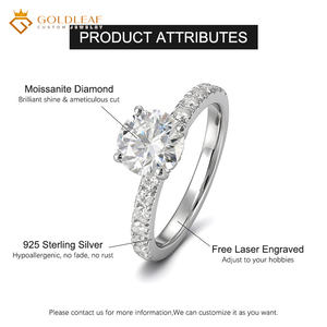 Anillo de joyería personalizado Goldleaf, plata S925, piedra de moissanita redonda de 1ct, 2ct, 3ct, D VVS. - Product Image 3