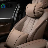 Coussin de soutien ergonomique pour le cou et la colonne vertébrale en cuir microfibre lisse pour voiture, idéal pour les longues distances de conduite