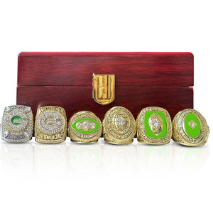 6 buah Set Cincin Kejuaraan Green Bay Packers, set cincin kejuaraan sepak bola dan cincin berlapis emas untuk pria keren - Product Image 1