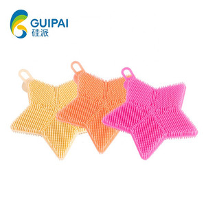Silicone Star Dishwashing <b>Brush</b> 13cm X 11cm Multi Functional Kitchen Cleaning Tool Heat Resistant Food Grade Material - Product Image 2