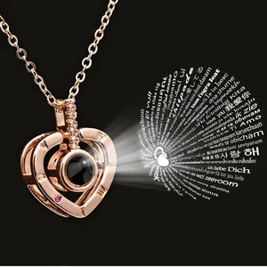 New product ideas 2023 stainless steel fashion jewelry necklaces with i love you necklace 100 languages