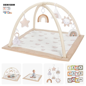Washable Tummy Time <strong>Mat</strong> Baby Play Gym with 6 Stuffed Toys and 12 <strong>Milestone</strong> Cards Fitness Rack Baby Gym <strong>Mat</strong> for Infant &amp; Toddler - Product Image 2