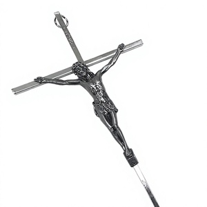 Croix de jésus, Crucifix en métal, suspendu avec jésus, église religieuse, INRI - Product Image 3