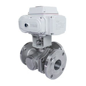 COVNA DN80 3 pouces 3 voies à port en L 24V CC Type à bride Acier inoxydable CF8M Vanne à boisseau sphérique motorisée - Product Image 2