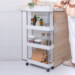 Four - Layer Kitchen Multi Functional 13cm Plastic <strong>Narrow</strong> <strong>Shelving</strong> Removable with Wheels - Product Image 3