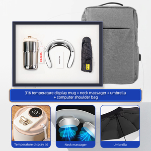 Ensemble de cadeaux d'affaires de luxe annuel pour les bureaux d'entreprise comprenant une tasse sous vide masseur de cou Mini parapluie Sac à dos - Product Image 5