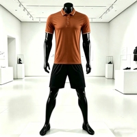 Kit de football OEM marron et blanc, ensemble d'uniformes de football personnalisés, nom et numéro personnalisés, respirant, manches courtes, 100% polyester