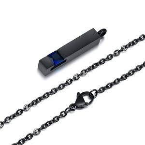 Vente d'usine Collier barre classique en acier inoxydable plaqué or avec cristal de zircone cubique, bijou funéraire urne pour cendres d'animaux de compagnie - Product Image 4