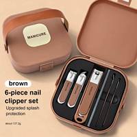 Ensemble de 8 outils à ongles en acier inoxydable coloré, coupe-cuticules, coupe-ongles à lame courbée, boîte cadeau pour femmes et hommes
