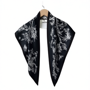Fulare Triangular <b>Scarf</b> 135x60cm Floral Print <b>Chiffon</b> Shawl For Women Daily Wear Breathable Polyester - Product Image 1