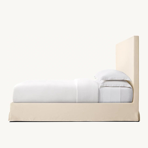 RH LIT <span class=keywords><strong>BELGE</strong></span> À COUVERTURE INCLINABLE Revêtement en tissu personnalisable Cadre de lit plate-forme moderne beige Tête de lit douce doublée - Product Image 4