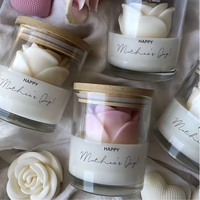 Lilin Aroma Kedelai Bentuk Silinder Label Kustom Kaca Bening Mewah Aroma Mawar Dekorasi Rumah Hadiah Perusahaan Diwali Hari Ayah