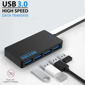 Venta al por mayor de fábrica Datos 4 puertos USB 3,0 Hub 4 en 1 4K HD Slim USB Splitter 5Gbps Driver USB Hub