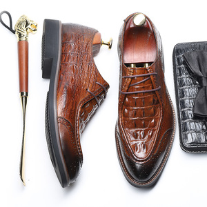 High Quality <b>Pointed</b> Toe Autumn Business Moccasin Shoes Lace-Up Closure Genuine Leather Upper Comfortable Dress Shoes - Product Image 5