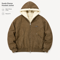 Blousons Bomber à Capuche en Faux Daim Marque Blanche, Coupe Décontractée, Chauds pour l'Hiver, Manteaux Zippés avec Doublure en Polaire Sherpa, Vêtements d'Extérieur Streetwear