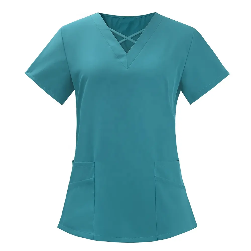 Teal Nursing Scrubs Normal Thickness Wear Customized Scrub Medical Uniforms Nursing Nurse Tops Women