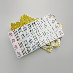 Gold Wire Crystal Mahjong Set Acrylic Custom Mahjong Tile New Year Gift Box Custom Logo American Mahjong Set