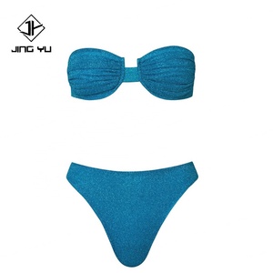 Traje de Baño Bikini Brasileño 2024, Nuevo, Personalizado, de Lujo, Tela Italiana Sedosa y Brillante, con Fruncido, sin Costuras, Tipo Bandeau, para Mujer - Product Image 2