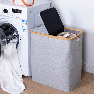 Collapsible <b>Laundry</b> Basket Oxford Cloth Gray Rectangle Foldable Clothes Storage Box - Product Image 2