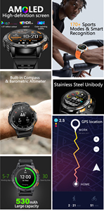 Smartwatch K67 <span class=keywords><strong>GPS</strong></span> integrato 170 + modalità <span class=keywords><strong>Sport</strong></span> con torcia 1.43 "schermo AMOLED Bluetooth Call Compass altimetro - Product Image 5