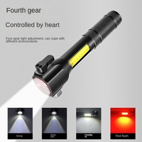 Marteau de sécurité transfrontalier T6 lampe de poche à lumière forte Zoom longue portée avertissement rouge auto-défense montée sur véhicule d'urgence L