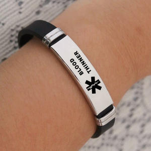 2024 personnalisé nouveau hommes gravable diabète épilepsie ALZHEIMER ALLERGIE caoutchouc Silicone alerte médicale Bracelet bijoux - Product Image 4