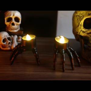 Cadılar bayramı partisi atmosfer sahne dekorasyon süsler korkunç parmaklar ve kafatası standı LED elektronik mum ışığı - Product Image 3
