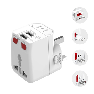 อะแดปเตอร์แปลงไฟแบบพกพา Wonplug Universal USB พร้อมฟิวส์คู่ ไฟแสดงสถานะ 2 ดวง แบบถอดได้ 2 <span class=keywords><strong>in</strong></span> 1 ที่ชาร์จโทรศัพท์มือถือแบบพกพา - Product Image 2