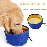 Gamelle portable pliable pour chien, en tissu Oxford imperméable, facile à nettoyer, écologique, motif uni, légère et classique