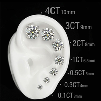 Boucles d'oreilles en titane F136 avec zircon 5A à quatre griffes, accessoires de piercing pour clous de nez et têtes d'ancres dermiques