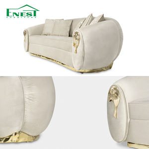 Último Juego de Sofás y Muebles de Lujo para Salón con Sofá Elegante Dorado de Serie Latón para Proyecto de Villa Antigua, Hogar y Ático - Product Image 3