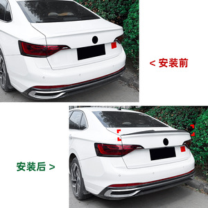 Alerón trasero Volkswagen en negro piano con textura de fibra de carbono tipo cola de pato para Jetta MK7 2019+ - Product Image 4