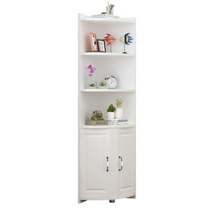 Gabinete esquinero Dream, gabinete de almacenamiento triangular minimalista moderno con 2 compartimentos para sala de estar, dormitorio, color blanco - Product Image 1