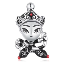 Perle de charme en argent sterling S925 à la mode, motif danse Yingge, style chinois Wu Song, perle lâche à enfiler pour DIY