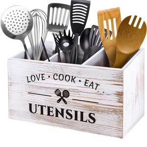 Boîte de rangement transfrontalière en bois pour couverts de cuisine, boîte de rangement compartimentée en bois massif pour couteaux et fourchettes, pour la maison - Product Image 5